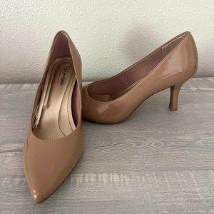Comfort Plus Nude Faux Leather Pointed Toe Heels